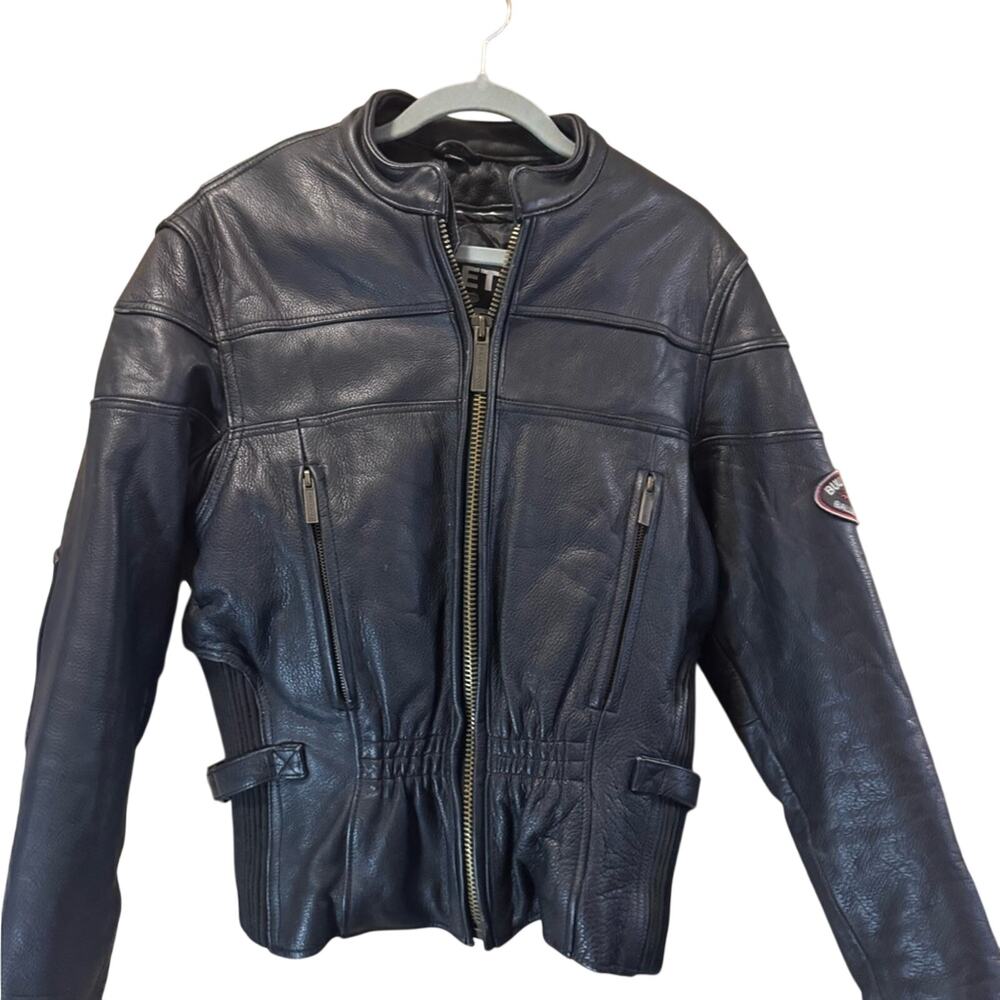 Women's Black Leather Kevlar Motorcycle Jacket  V 10/1